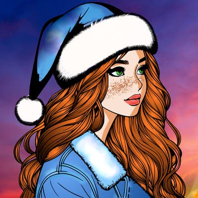 realistic girl in santa hat