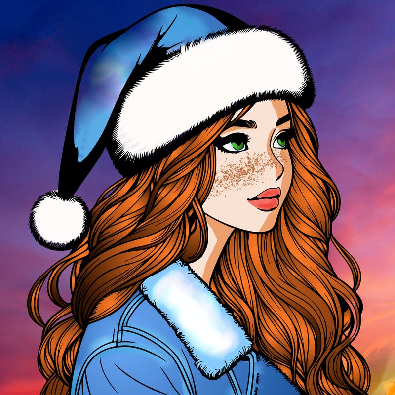 realistic girl in santa hat