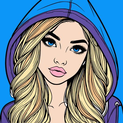 realistic beautiful girl with a hood on