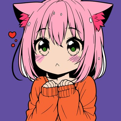 shy anime catgirl