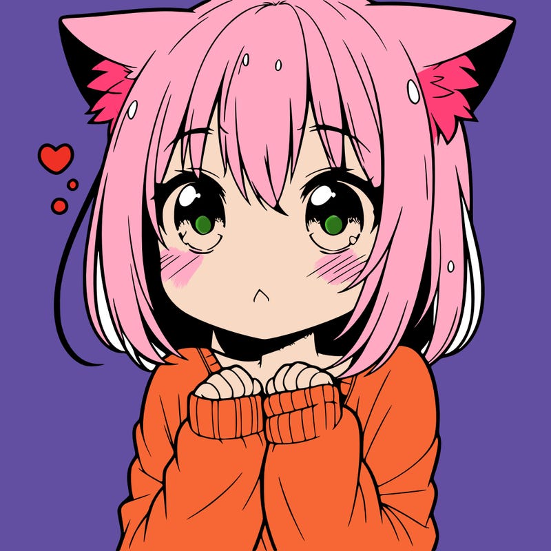 shy anime catgirl
