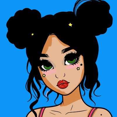 realistic girl with space buns
