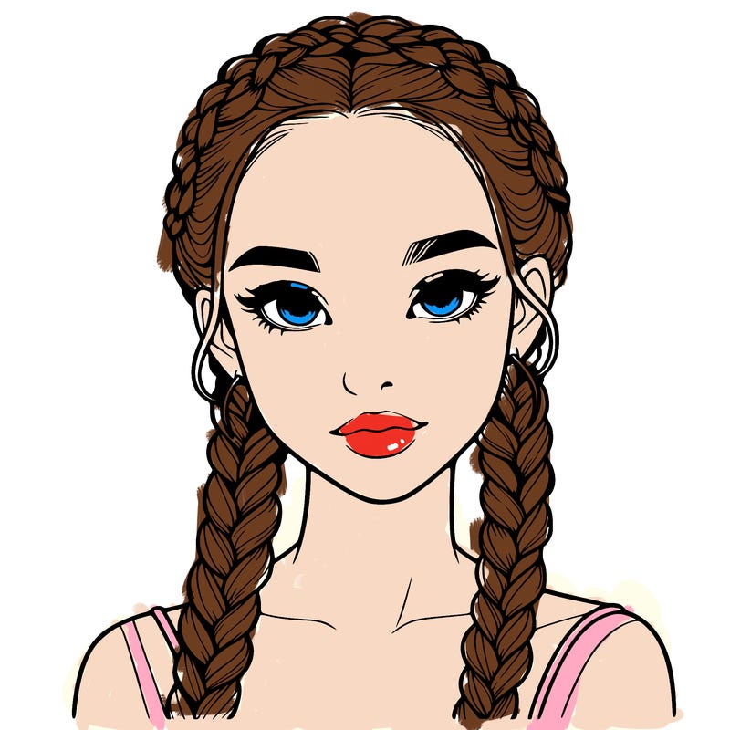 realistic girl with braids