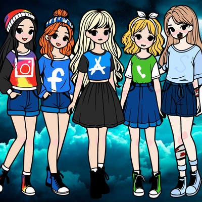 a group of five girls