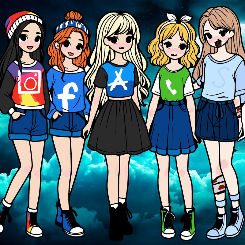 a group of five girls