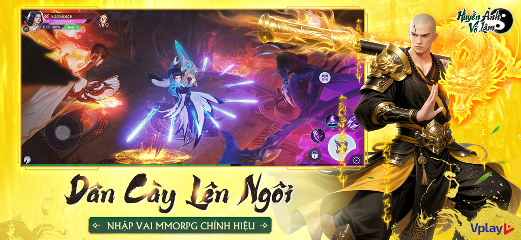 Huyen Anh Vo Lam Vplay mobile MMORPG featuring Wuxia characters and martial arts combat
