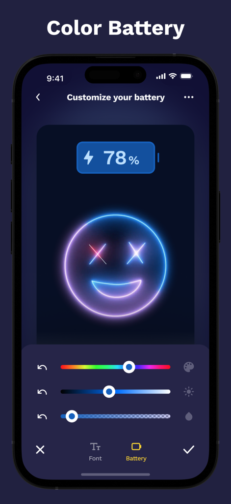 Charging Play & Emoji Battery - Customizing battery color and neon emoji animation on iPhone