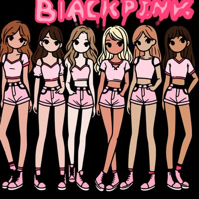 a group of girls wearing crop tops and shorts