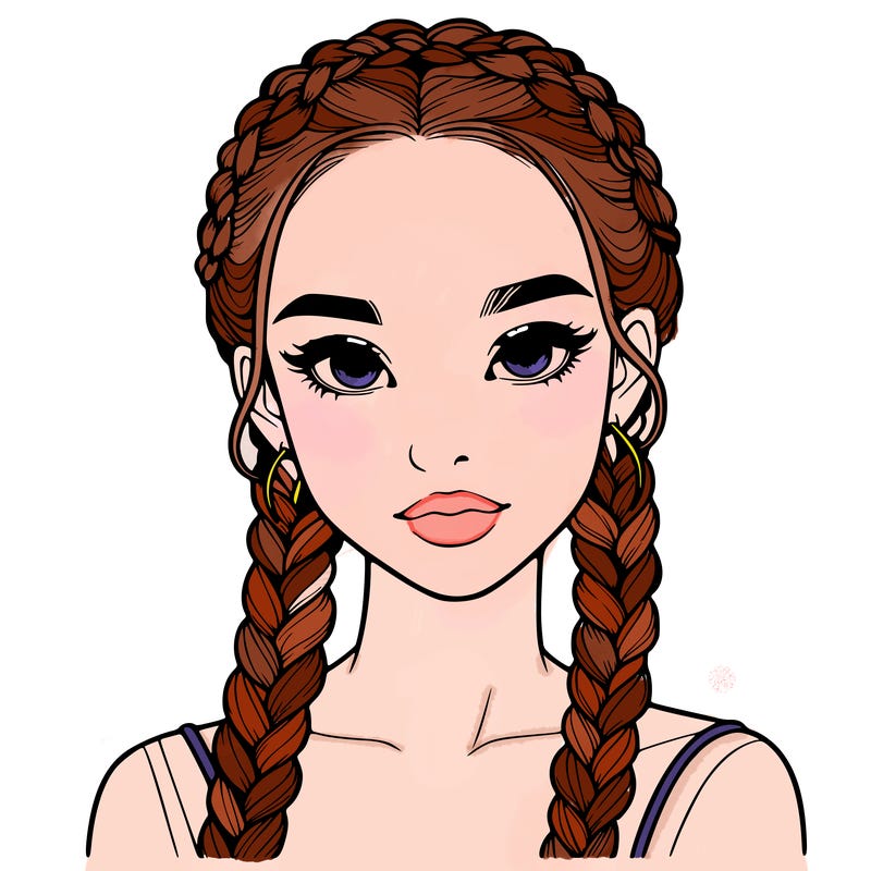 realistic girl with braids