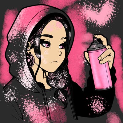 a realistic girl, spray painting