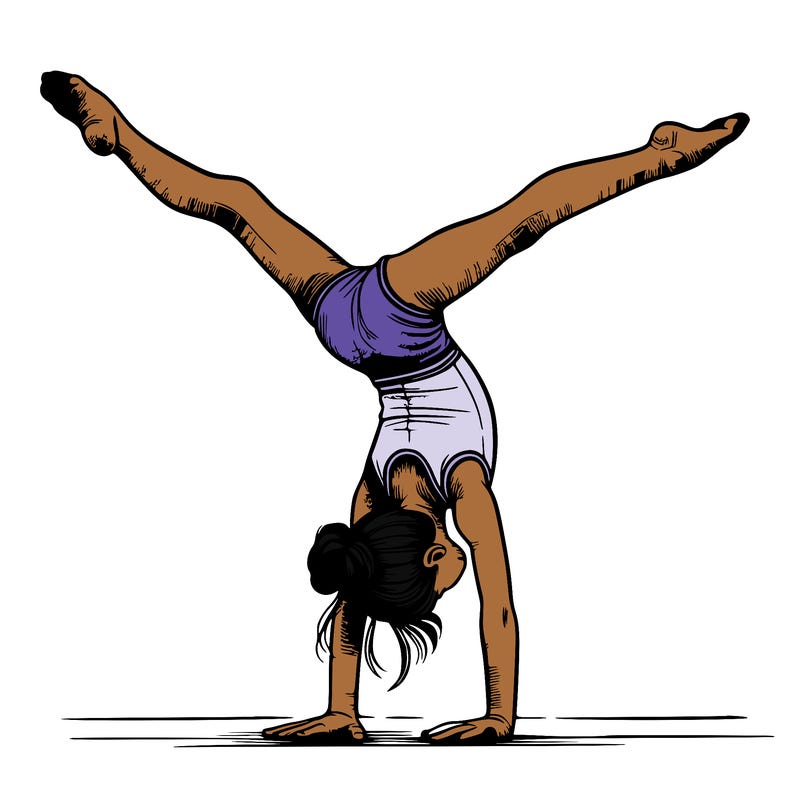 realistic gymnastic hand stand girl in four splits