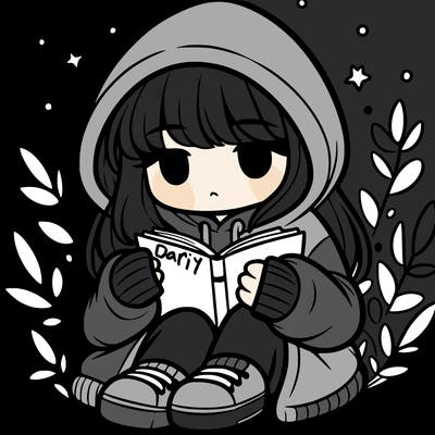 girl in oversized hoodie reading a book