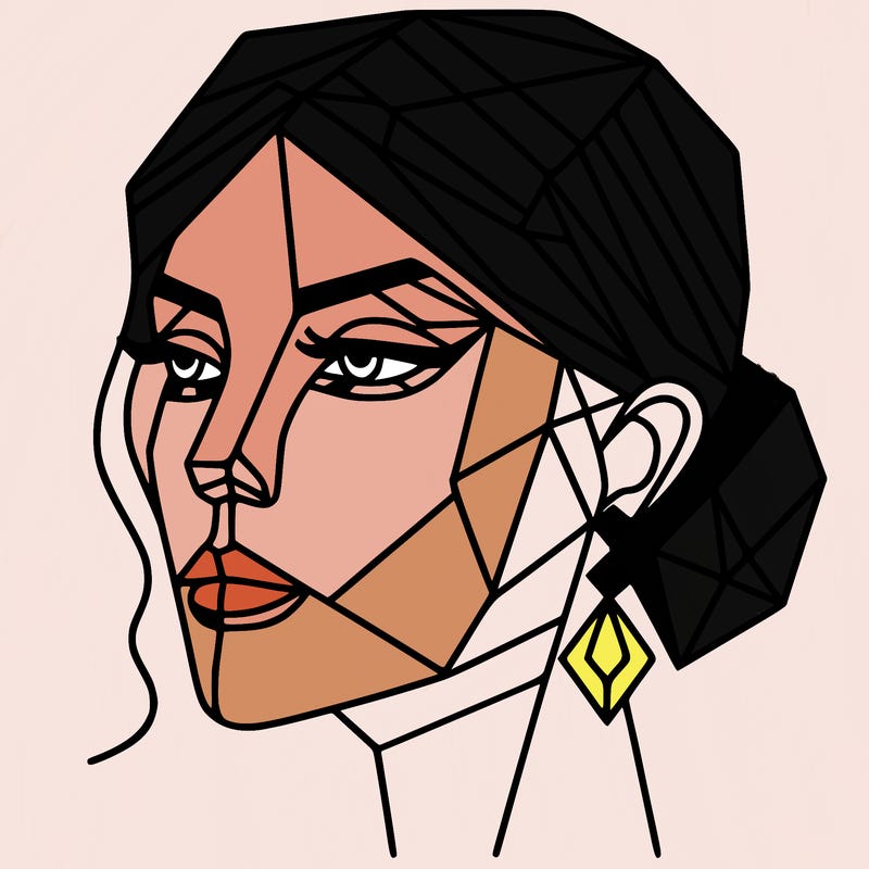 geometric art illustration of a woman's face