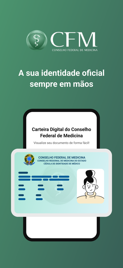 Credencial Médica - CFM - Digital medical identity card displayed on a smartphone screen