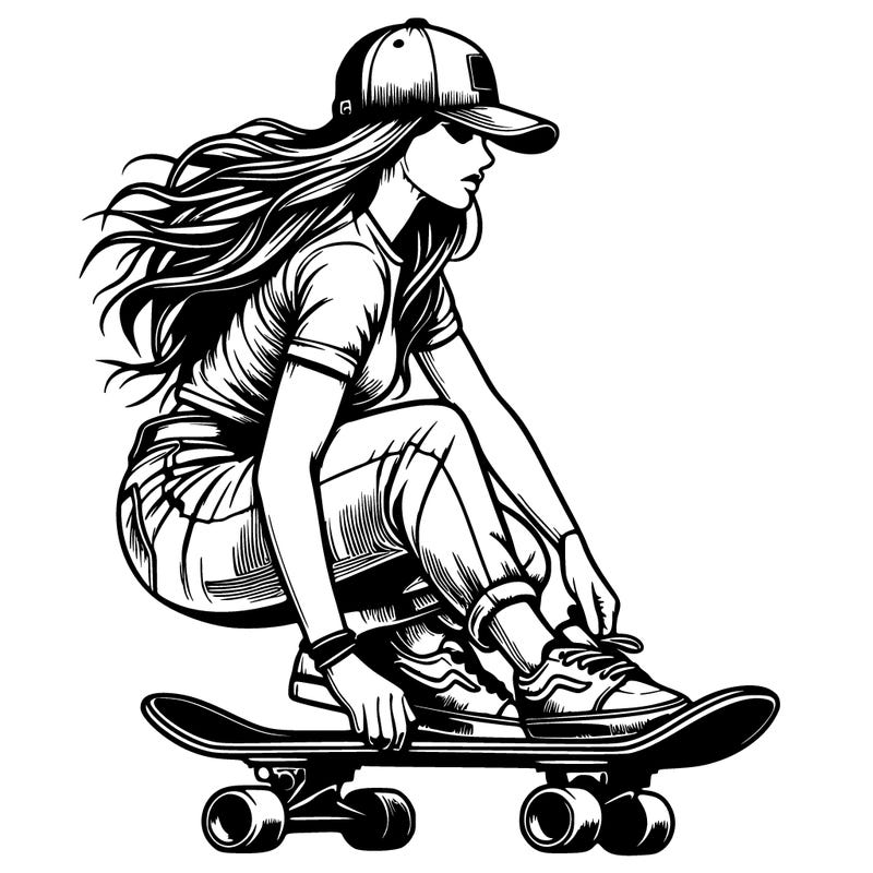 realistic girl skateboard rider