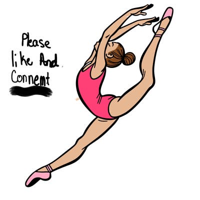 gymnast doing a leap in a leotard with a bent back leg