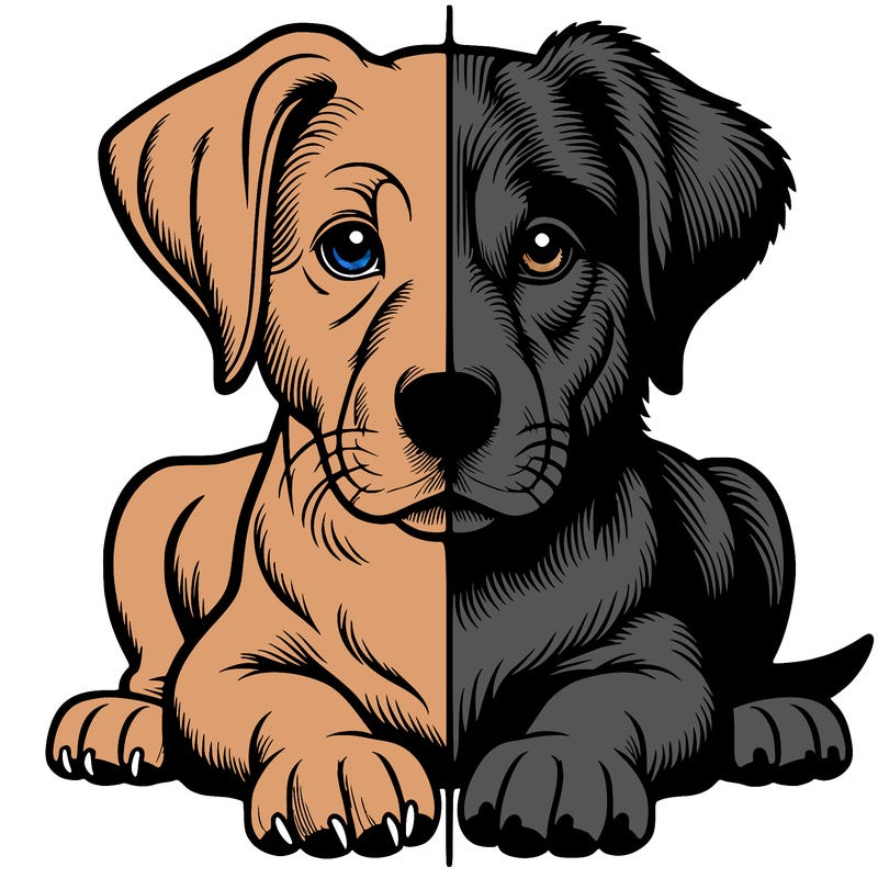 realistic dog split picture