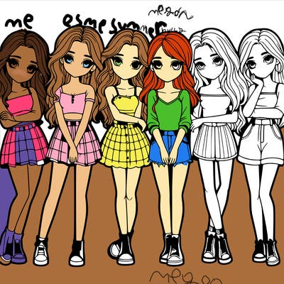 a group of girls realistic