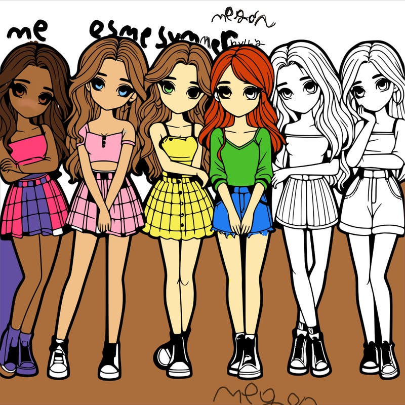 a group of girls realistic