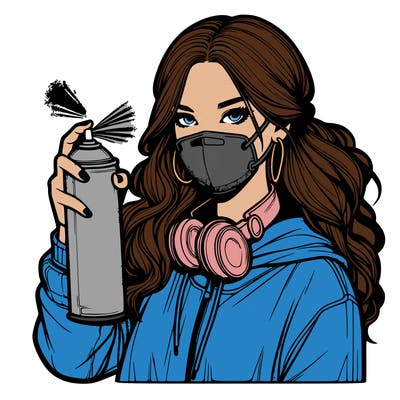 realistic girl spray painting