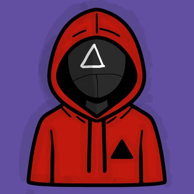 a person with non face waering a hoodie with a small triangle symbol