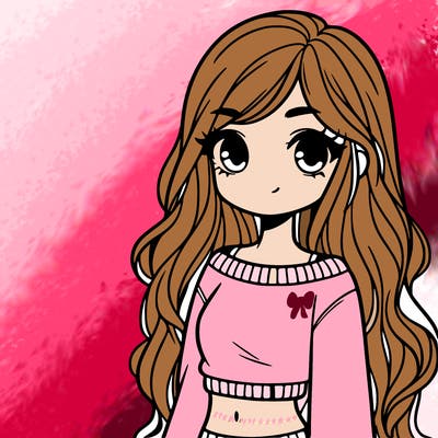 girl with long hair and a crop top with a sweater