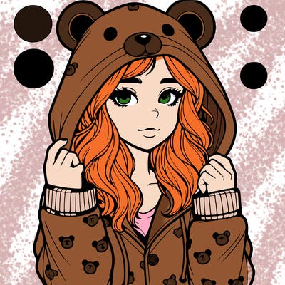 realistic girl in a animal pjs hoodie