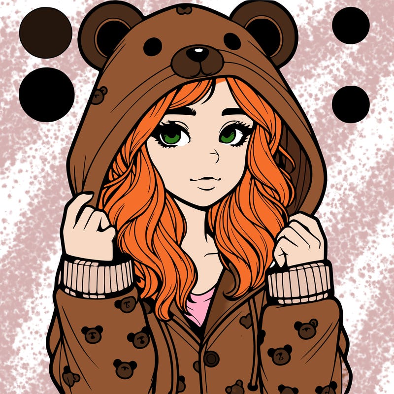 realistic girl in a animal pjs hoodie