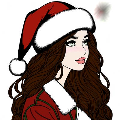 realistic girl in santa hat