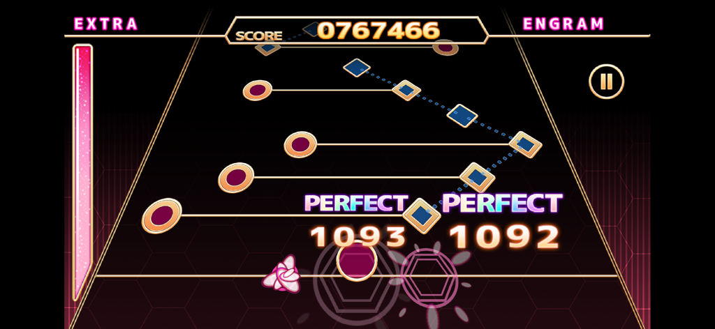 ChainBeeT rhythm game gameplay showing extra difficulty level for the song Engram