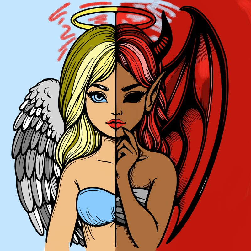 realistic angel half demon