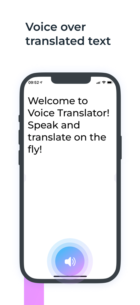 Translate Me - Translator - Screenshot of Translate Me app displaying the voice over translated text feature.