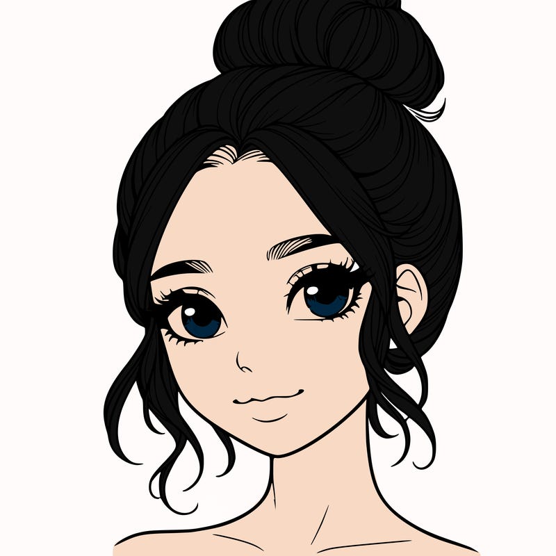 realistic pretty girl with hair in bun