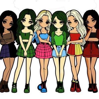 a group of girls realistic