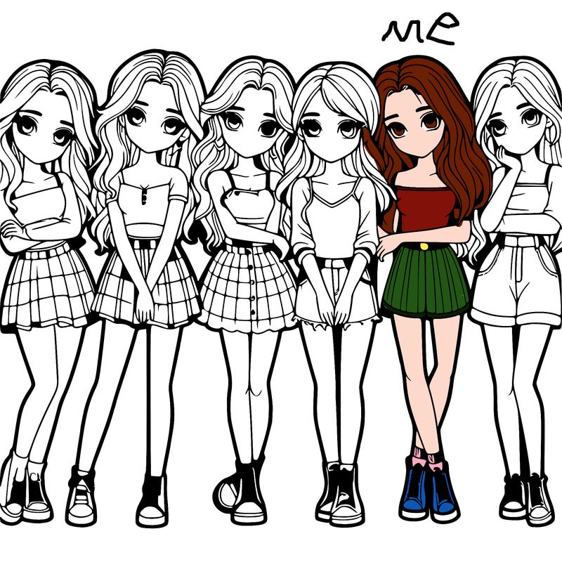 a group of girls realistic