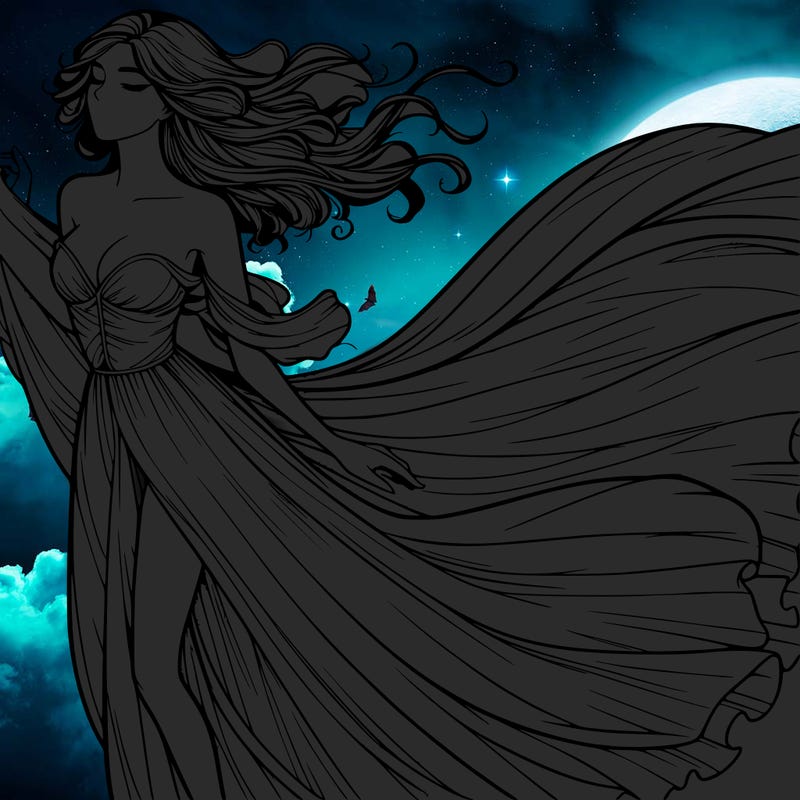 realistic woman in dress flowing the the wind