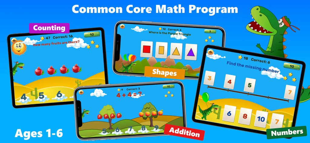 Halloween Puzzle Game for Kids - Common Core Math Program for kids ages 1 to 6 featuring counting shapes and addition games