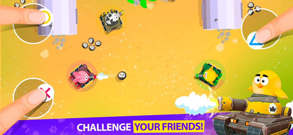 2 3 4 Player Party Mini Games - Mini-jeu de bataille de chars en multijoueur local pour jusqu'à quatre joueurs sur un seul écran