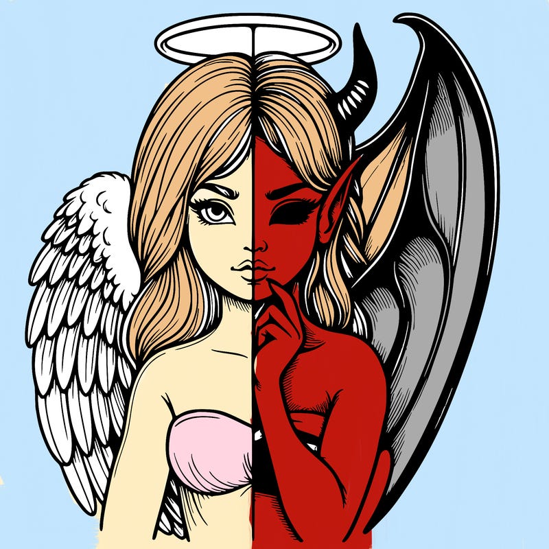 realistic angel half demon