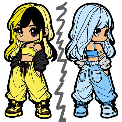 girl in crop top and baggy pants