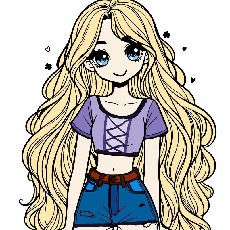 girl with long hair with jeans and crop top