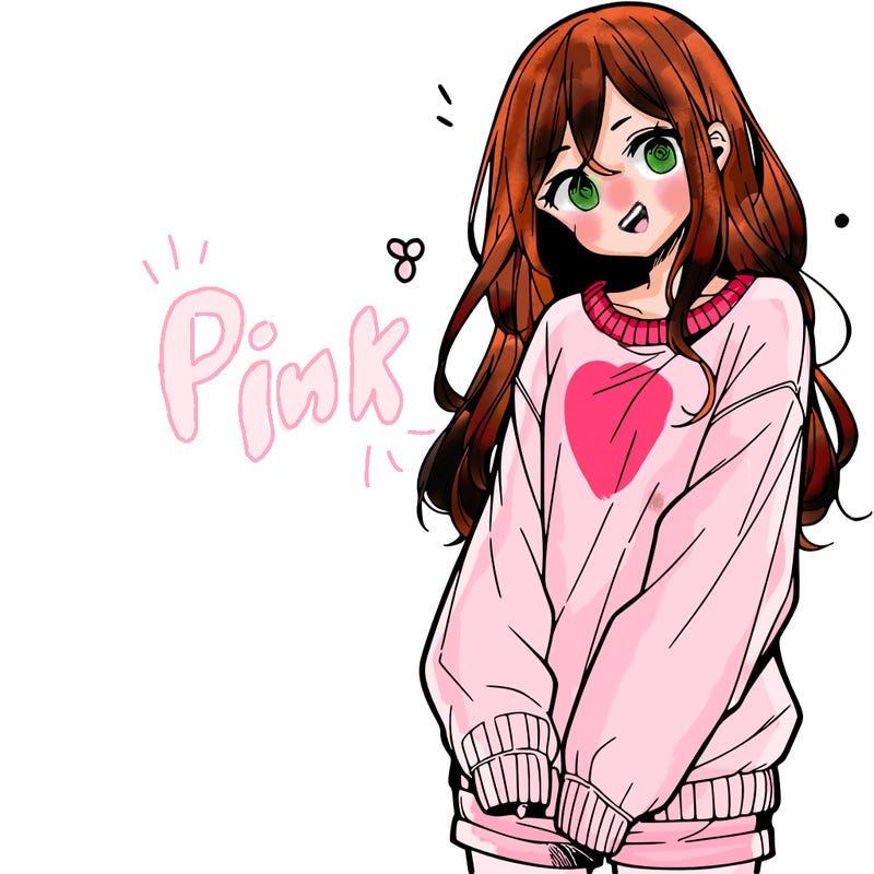 manga teen girl  in a sweater and baggy pants