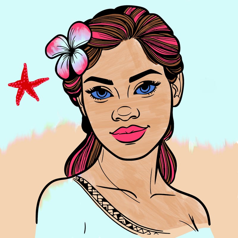 a realistic polynesian woman with a samoan pacific look and a taupou