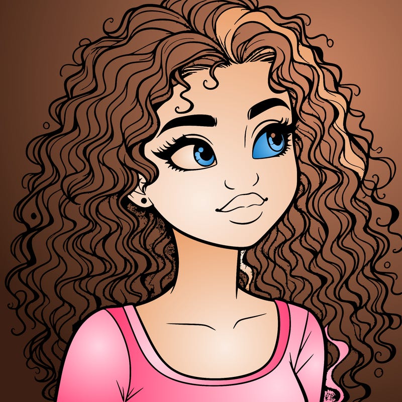 realistic girl with curly hair