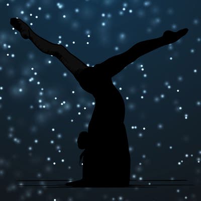 realistic gymnastic hand stand girl in four splits