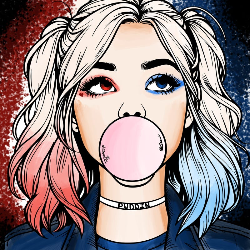 realististic girl blowing bubble -gum