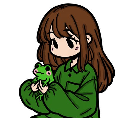 girl with long hair and a oversized shirt. and she is holding a frog
