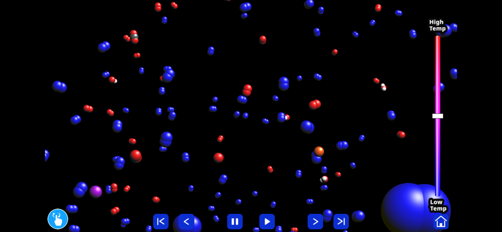 If You Could See an Atom - Uma simulação interativa de átomos e moléculas com um controle deslizante de temperatura e botões de reprodução.