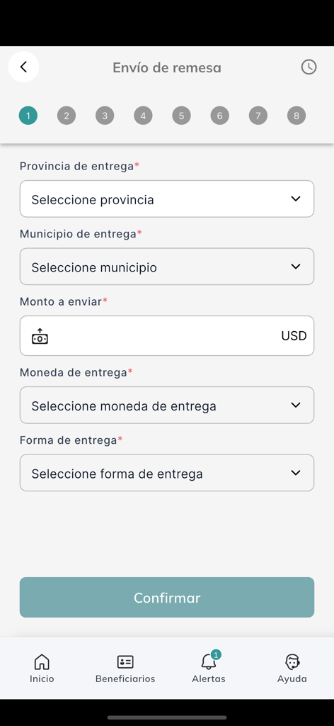 CubaMax - CubaMax app screen for sending money transfers to Cuba