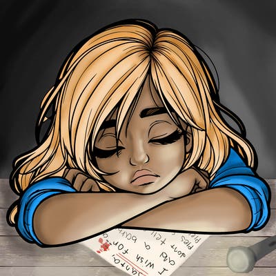 realistic tired girl